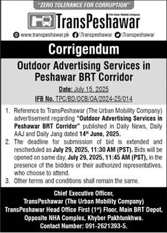 TransPeshawar Tender Notice